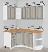 Кухня угловая Юлия 1,15*1,75  МДФ (Белый сандал/Столешница Дуб вотан)