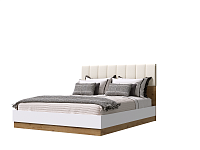 Кровать Адель 1.6 с мягкой спинкой Дуб вотан/Белый гладкий)