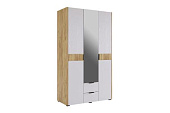 Шкаф Адам 3-х дверный с зеркалом (Дуб крафт золотой/Белое дерево)