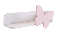Полка навесная Бабочка (Белое дерево/Пудра розовая)