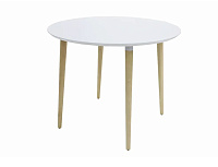 Стол обеденный Бони круглый (Вуд Дуб белый/опора Натуральное дерево)