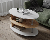 Стол журнальный Консул-4 (Дуб крафт золотой/Белый древесные поры)