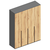 Шкаф 4ств. Стил для одежды (Темно-серый лофт/Дуб золотистый)