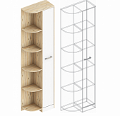 Шкаф-стеллаж Милана левый (Гаскон пайн/Белый лофт)