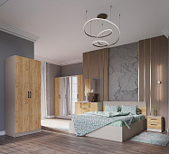 Кровать Вегас 1.6 с настилом ДСП 2С (Кашемир/Дуб крафт золотой)