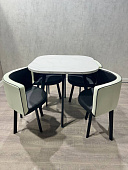 Обеденная группа DT/DC-804 (Белый мрамор/Бело-черный/Каркас черный)