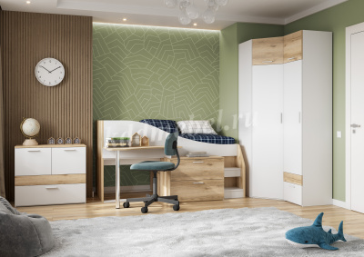 Шкаф Геометрия-4 2-х створчатый (Белый/Делано светлый)