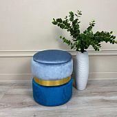 Пуф Leset Голди (Велюр Голубой/синий, латунь)