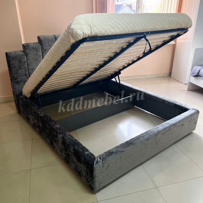 Кровать Амелия 1.4 с подъемным механизмом (Плюш Графит)