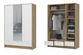 Шкаф распашной Ирис 3-х створчатый (Дуб крафт золото/Белый)