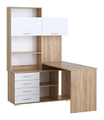 Стол компьютерный ПКС-11 правый (Дуб сонома/Белый глянец)