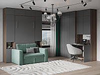 Секретер-рабочий стол с надстройкой (Ясень анкор темный/Темно-серый)