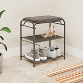 Подставка для обуви Гранада-13 с сиденьем (Графит/Ткань нубук)