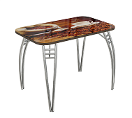 Стол обеденный прямоугольный ВВР стекло с фотопечатью (Кофе 1/Подстолье чайка)