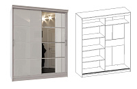 Шкаф-купе Оскар-11.04 (Ясень Анкор/Белый лакобель/Зеркало)