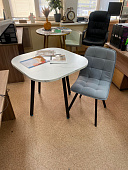 Обеденный стол DT-804 (Белый мрамор/Каркас черный)