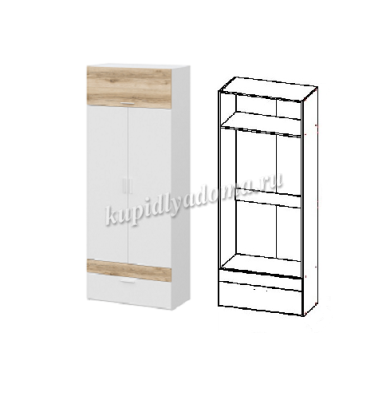 Шкаф Геометрия-4 2-х створчатый (Белый/Делано светлый)