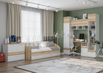 Шкаф Геометрия-4 2-х створчатый (Белый/Делано светлый)