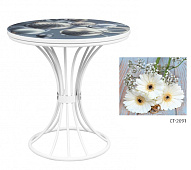 Стол журнальный Вита-66А с фотопечатью (Белый/2091/Белый)